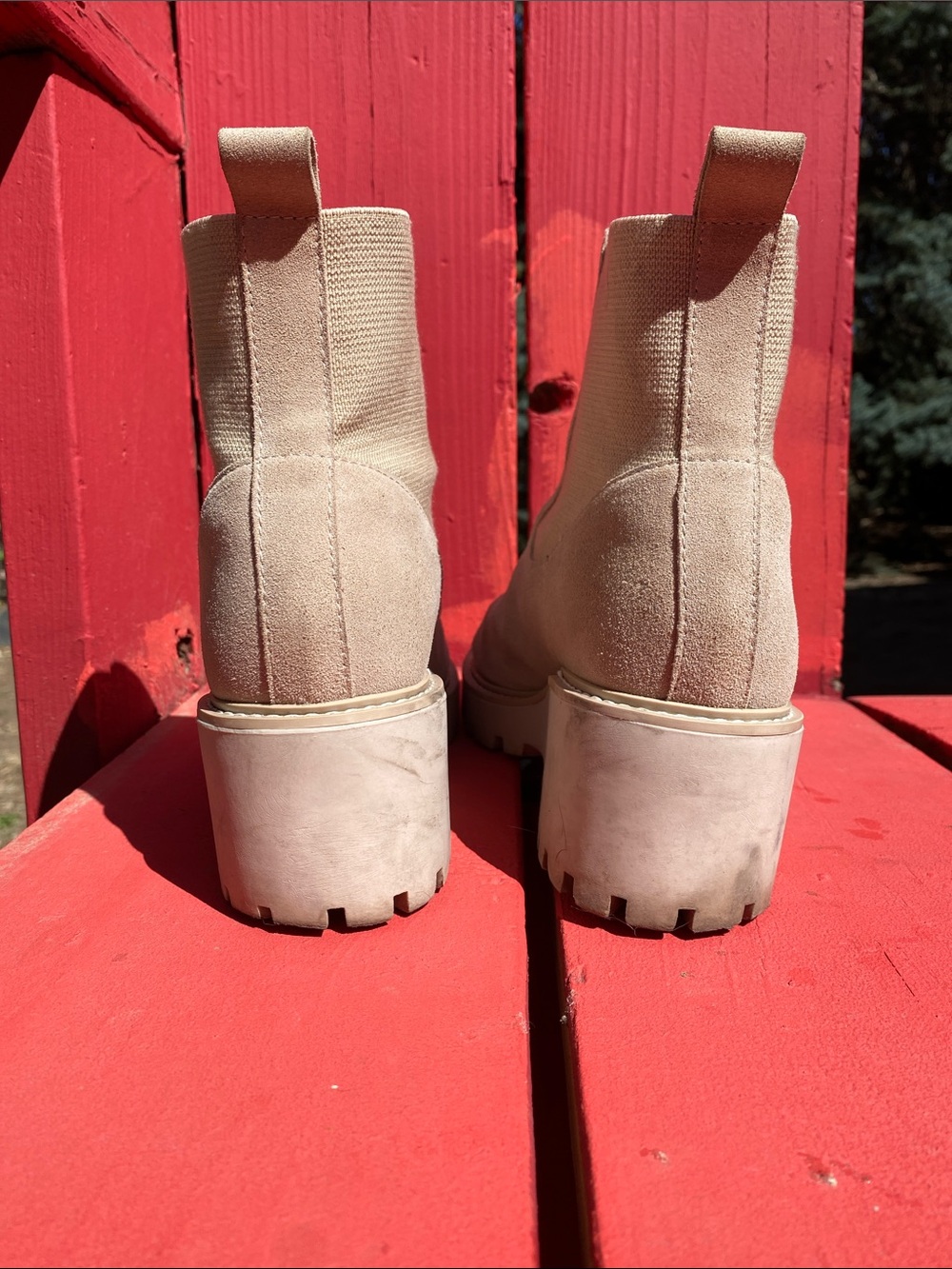 Dolce Vita Taupe Suede Chelsea Lug Ankle Boots - Picture 4 of 7